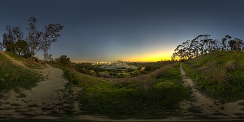 Los Angeles Downtown Twilight Skyline Elysian Park 360 equirectangular panoramic 4 dusk