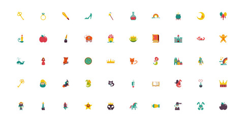 bundle of fairytales set icons