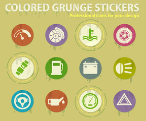 car interface colored grunge icons