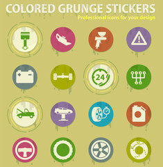 car service colored grunge icons