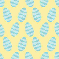 Pastel Blue Chevron Easter Eggs Vector Seamless Pattern. Blue and yellow Easter Egg repeat pattern. All colors can be changed.