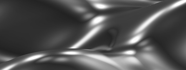 black abstract background, 3d illustration of blue liquid abstract organic shape, wallpaper