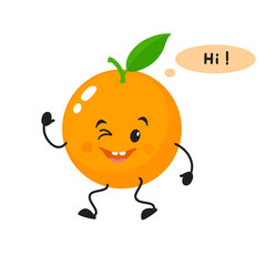 A cute, attractive orange, cheerful character with emotion.