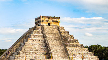 Sunny day in Mexico, Ancient Ruins of Maya, pyramids, pillars, stone fields and other sacred Mayan places