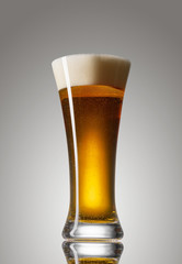 Piwo w szklance na gradientowym tle