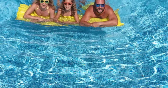 Happy family having fun on summer vacation. 4K