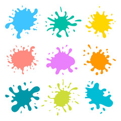 Vector set of colored blots on the white background. Art brushes pack. Vector illustration