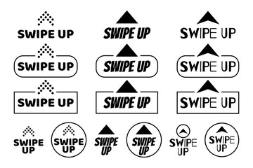 Obraz premium Swipe up icon set modern style isolated on background for story design, scroll pictograms. Arrow up logo for a blogger. Vector illustration.
