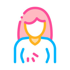 Breast Swelling Symptomp Of Pregnancy Vector Icon Thin Line Sign. Woman Silhouette With Bust Sensitivity, Symptomp Of Pregnancy Pictogram. Diagnosis Of Future Mother Contour Illustration