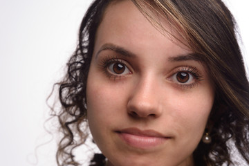 Fototapeta premium latino woman close up on white background isolated