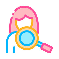 Assessment On Symptomp Of Pregnancy Vector Icon Thin Line Sign. Magnifier And Character Woman Symptomp Of Pregnancy Pictogram. Characteristic Diagnosis Of Future Mother Contour Illustration