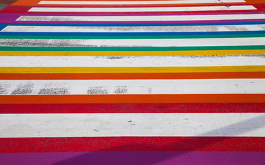 Rainbow backgrond of a crosswalk