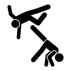 Flying men kick icon. Simple pictogram of fighting icons for ui and ux, website or mobile application