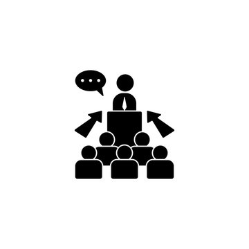 recommend clip art: Chat bubble questions trainer icon. Simple business indoctrination icons for ui and ux, website or mobile application