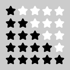 5 star rating set. Simple rounded shapes in black and white