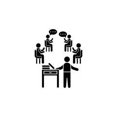 Table books discussion training icon. Simple business indoctrination icons for ui and ux, website or mobile application