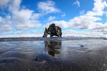 Hvitserkur troll rock basalt stack in Iceland