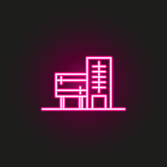 Building neon style icon. Simple thin line, outline vector of building icons for ui and ux, website or mobile application