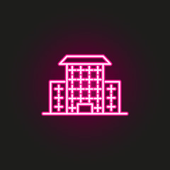 Building neon style icon. Simple thin line, outline vector of building icons for ui and ux, website or mobile application