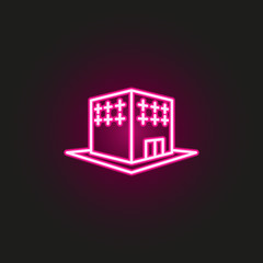 Building neon style icon. Simple thin line, outline vector of building icons for ui and ux, website or mobile application