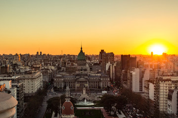 Obraz premium sunset buenos aires city panoramic view