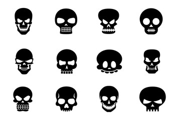 Different halloween skulls icon collection vector illustration