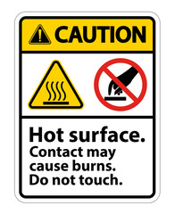 Caution Hot Surface Do Not Touch Symbol Sign Isolate on White Background,Vector Illustration