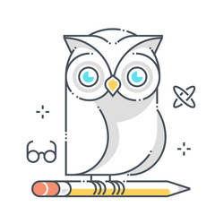 Owl related color line vector icon, illustration