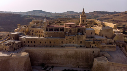 The Cittadella of Gozo, Malta as seen from the air, has been inhabited since the Bronze Age.