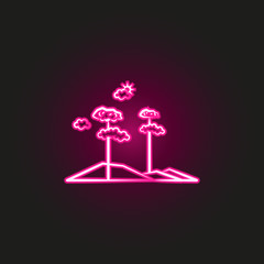 tree mountain neon style icon. Simple thin line, outline vector of landspace icons for ui and ux, website or mobile application