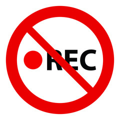 no recording icon. Prohibited video icon. No video camera icon