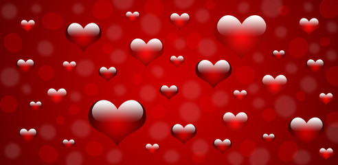 Valentine's day abstract red background with hearts
