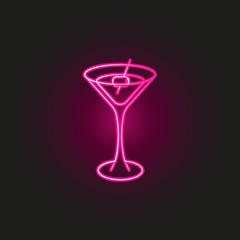 Martini olive, alcohol neon style icon. Simple thin line, outline vector of oliver icons for ui and ux, website or mobile application