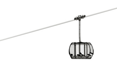 Project for a cableway of a winter ski resort, 3d rendering, 3d illustration