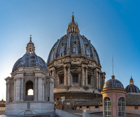 Fototapeta na wymiar Closeup of dome of Saint Peter's Basilica of Vatican. View from the roof of Saint Peter's Basilica