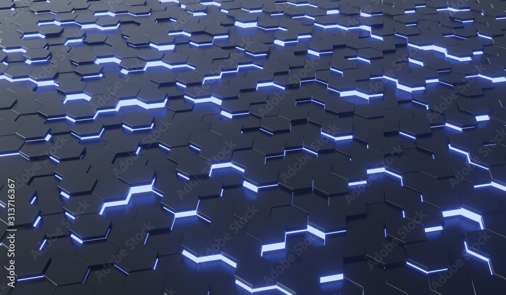 Poster abstract black of futuristic surface honeycom hexagon pattern