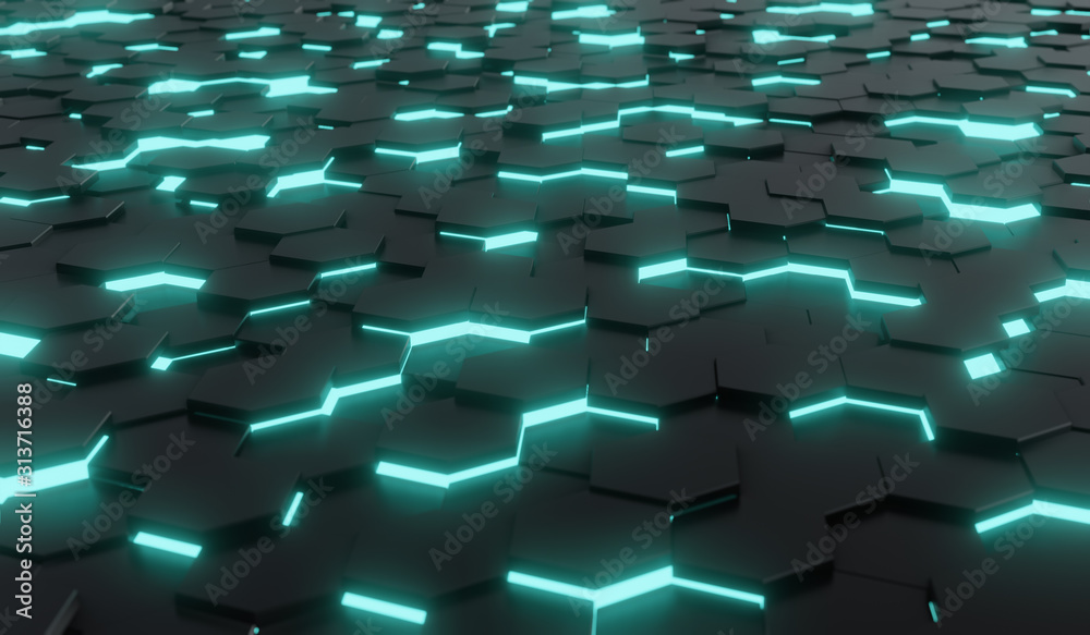Poster abstract black of futuristic surface honeycom hexagon pattern