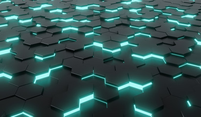 Abstract black of futuristic surface honeycom hexagon pattern