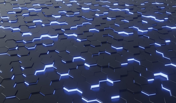 Abstract black of futuristic surface honeycom hexagon pattern © jamesteohart