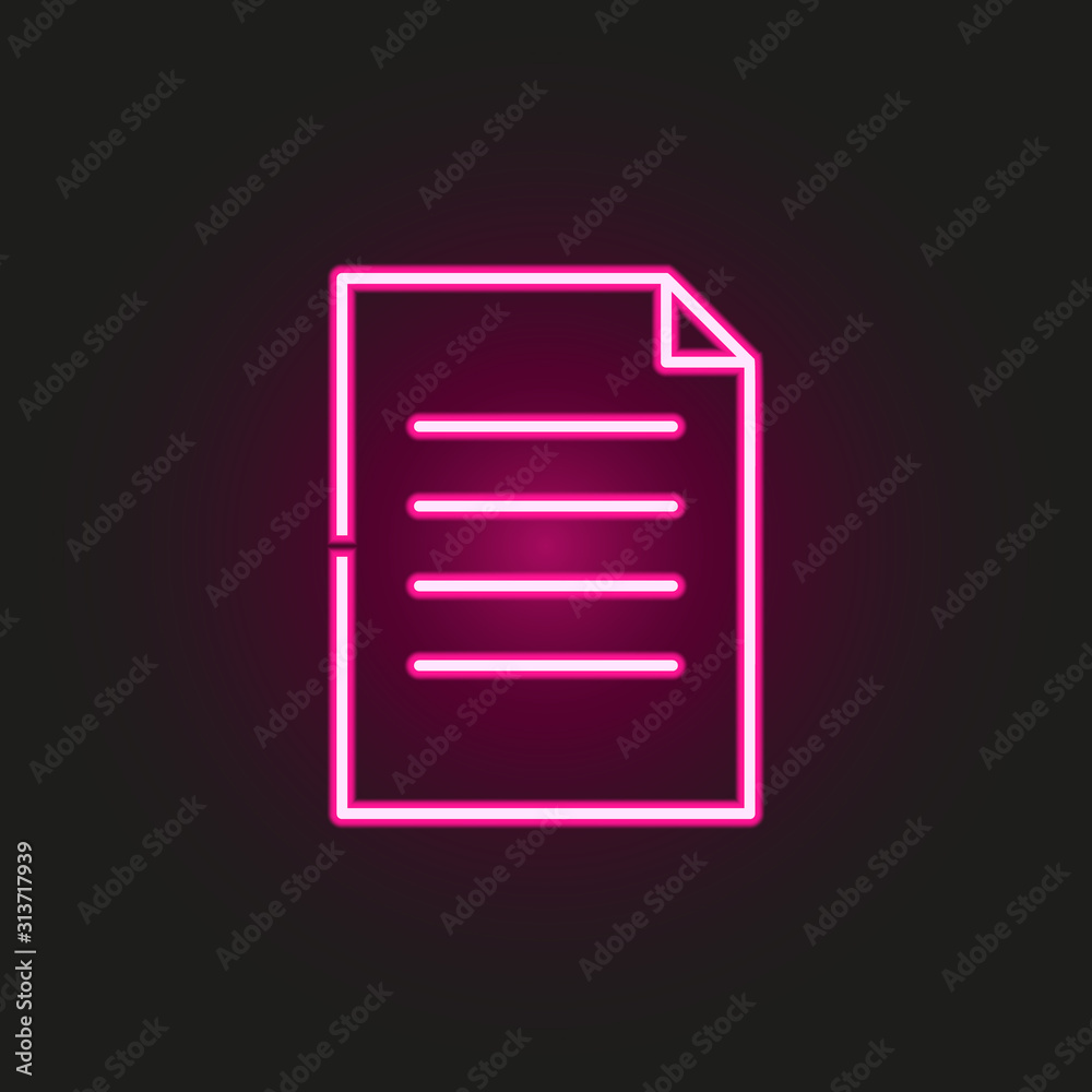 Poster document neon style icon. simple thin line, outline vector of web icons for ui and ux, website or mo