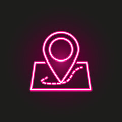pin on the map neon style icon. Simple thin line, outline vector of web icons for ui and ux, website or mobile application