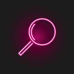 magnifier neon style icon. Simple thin line, outline vector of web icons for ui and ux, website or mobile application