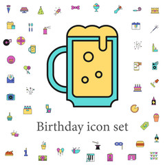 Fototapeta na wymiar mug of beer colored icon. birthday icons universal set for web and mobile