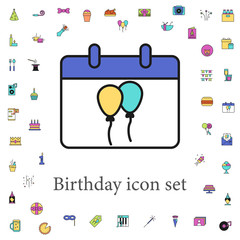 birthday in the calendar colored icon. birthday icons universal set for web and mobile