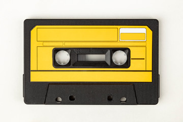 Obraz premium Black Audio Tape with yellow Label