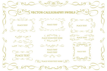 Calligraphic frames, ornaments. Gold ornament.