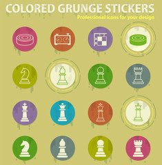 chess colored grunge icons
