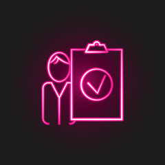 Staff check neon style icon. Simple thin line, outline vector of business and management icons for ui and ux, website or mobile application