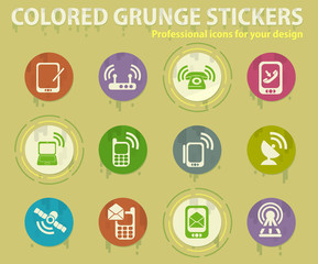 communication colored grunge icons