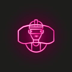 virtual reality, helmet hand drawn neon style icon. Simple thin line, outline vector of business icons for ui and ux, website or mobile application